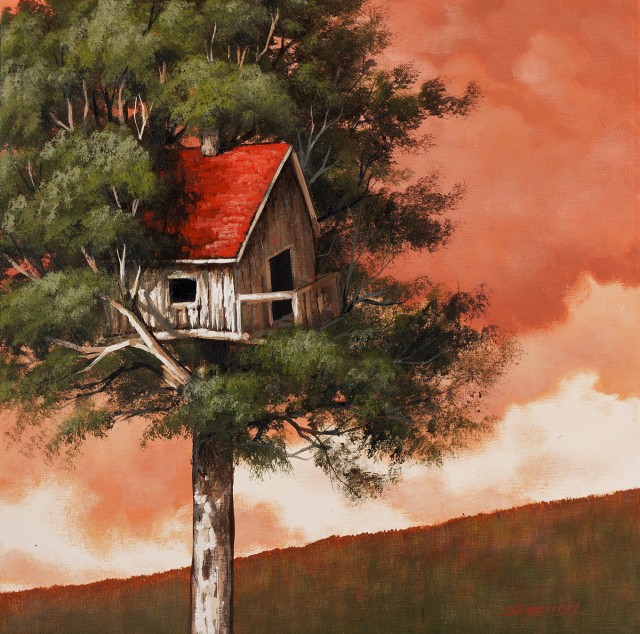 Sunset Tree House Acrylic Painting Lesson Tim Gagnon